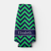 Emerald Navy LG Zickzack Navy Blue Name Monogram Flaschenkühler (Vorderseite)