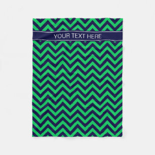 Emerald Navy LG Zickzack Navy Blue Name Monogram Fleecedecke