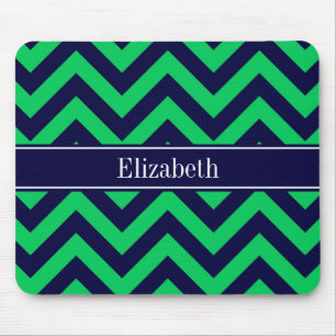 Emerald Navy LG Zickzack Navy Blue Name Monogram Mousepad