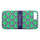Emerald Navy Marokkanisch #5DS Navy Name Monogram Case-Mate iPhone Hülle (Rückseite (Horizontal))