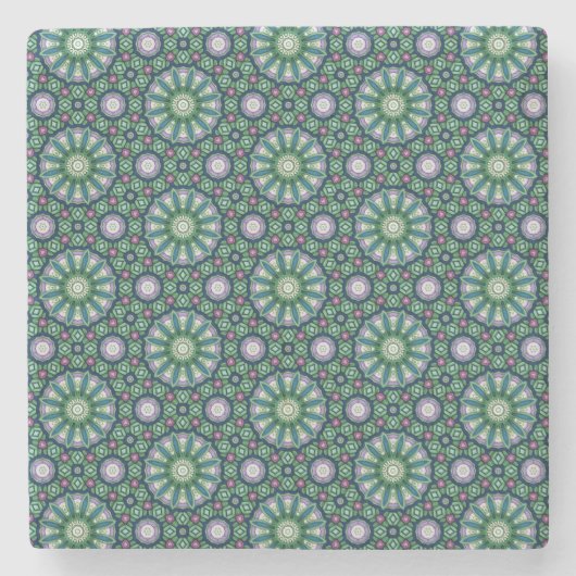 Emerald Night Tile Pattern Steinuntersetzer (Vorderseite)