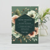 Emerald Nocturnal Bloom Wedding Einladung (Stehend Vorderseite)