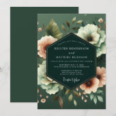 Emerald Nocturnal Bloom Wedding Einladung (Vorne/Hinten)