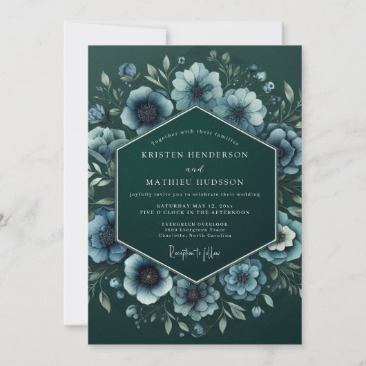 Emerald Nocturne Anemone Wedding Einladung (Vorderseite)