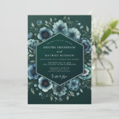 Emerald Nocturne Anemone Wedding Einladung (Stehend Vorderseite)
