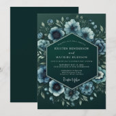 Emerald Nocturne Anemone Wedding Einladung (Vorne/Hinten)