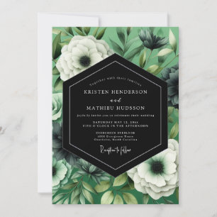 Emerald Noir Anemonen-Hochzeit Einladung