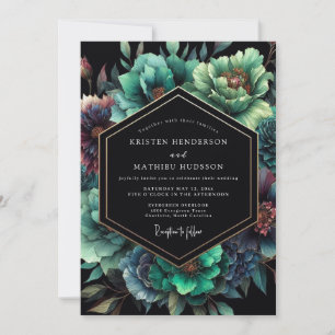 Emerald Noir Bloom Hochzeit Einladung