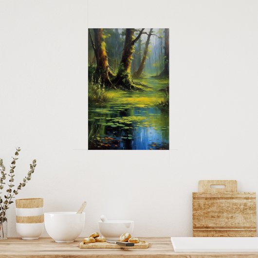 Emerald Oasis, Alluring Shades of a Swampy Forest Poster (Küche)