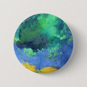 Emerald Ocean Seescape in Aquamarine Button