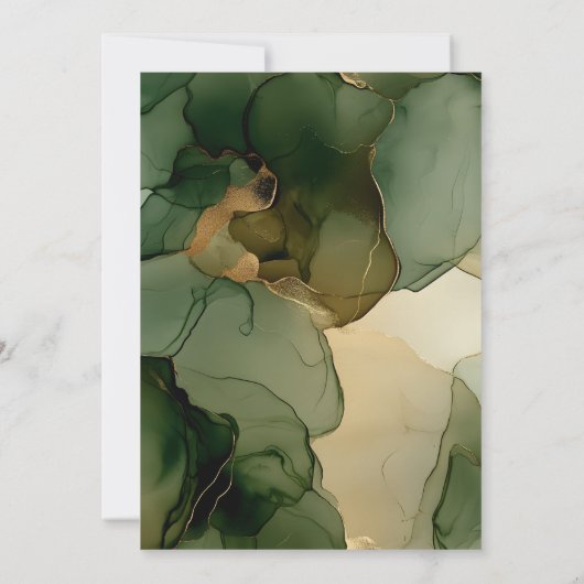 Emerald Olive Green Gold Floral Arch Wedding Einladung (Rückseite)