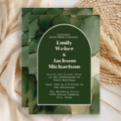 Emerald Olive Green Gold Floral Arch Wedding Einladung