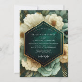 Emerald Opulent Bloom Wedding Einladung (Vorderseite)