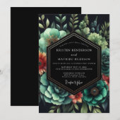 Emerald Orange Nocturne Wedding Einladung (Vorne/Hinten)