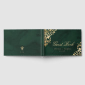 Emerald Ornate Victorian Green and Gold Wedding Gästebuch (Voll)