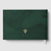 Emerald Ornate Victorian Green and Gold Wedding Gästebuch (Rückseite)