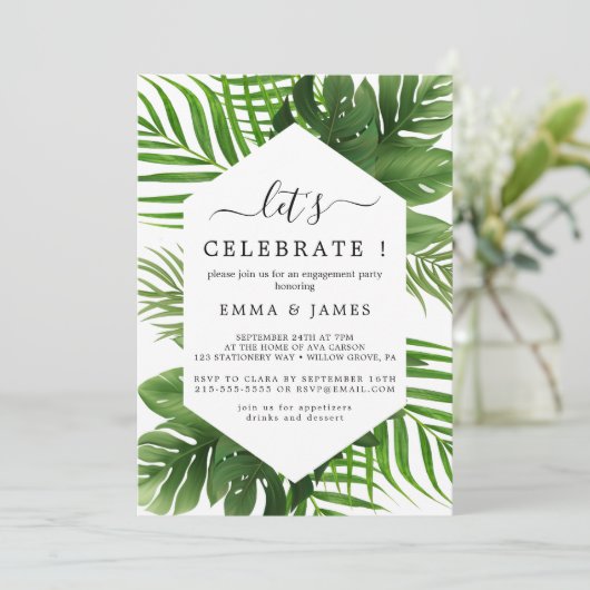Emerald Palm "Let's Celebrate" Einladung (Stehend Vorderseite)
