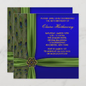 Emerald Peacock Gold 50. Geburtstagseinladungen Einladung (Vorne/Hinten)