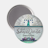 Emerald Peacock Save the Date Magnet (Vorderseite/Rückseite)