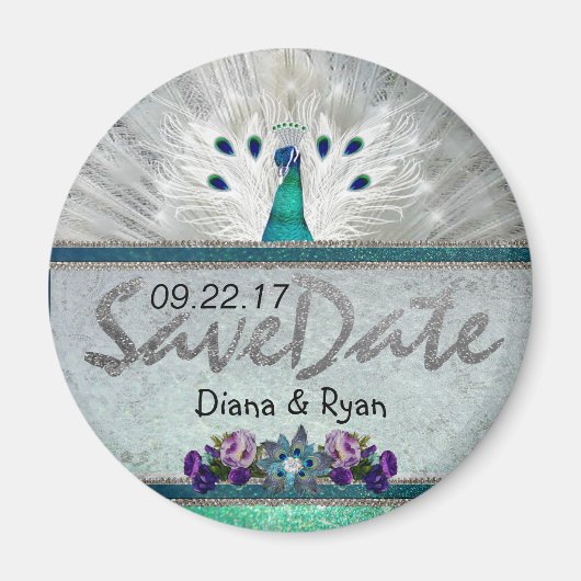 Emerald Peacock Save the Date Magnet (Vorne)