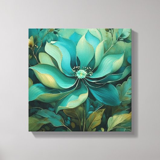 Emerald Petals: Boho Floral Serenity Leinwanddruck (Vorderseite)