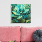 Emerald Petals: Boho Floral Serenity Leinwanddruck (Insitu (Wohnzimmer))
