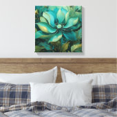 Emerald Petals: Boho Floral Serenity Leinwanddruck (Insitu (Schlafzimmer))