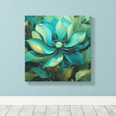 Emerald Petals: Boho Floral Serenity Leinwanddruck (Insitu (Holzboden))