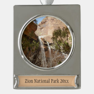 Emerald Pool Falls I aus dem Zion National Park Banner-Ornament Silber