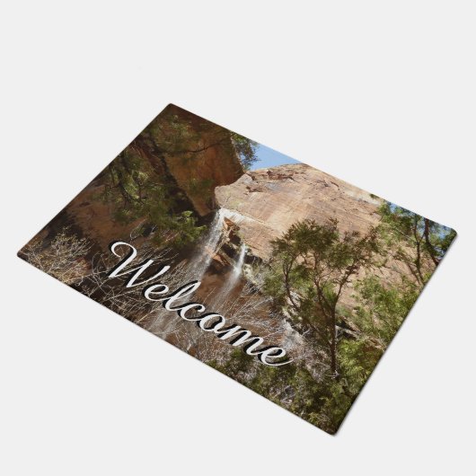 Emerald Pool Falls I aus dem Zion National Park Fußmatte (Schrägansicht)