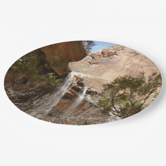 Emerald Pool Falls I aus dem Zion National Park Pappteller (Schrägansicht)