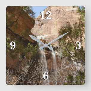 Emerald Pool Falls I aus dem Zion National Park Quadratische Wanduhr