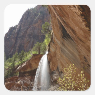 Emerald Pool Falls III aus dem Zion-Nationalpark Quadratischer Aufkleber