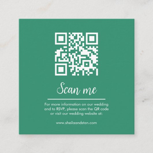 Emerald QR Code Wedding Website Enclosure Card Begleitkarte (Vorderseite)