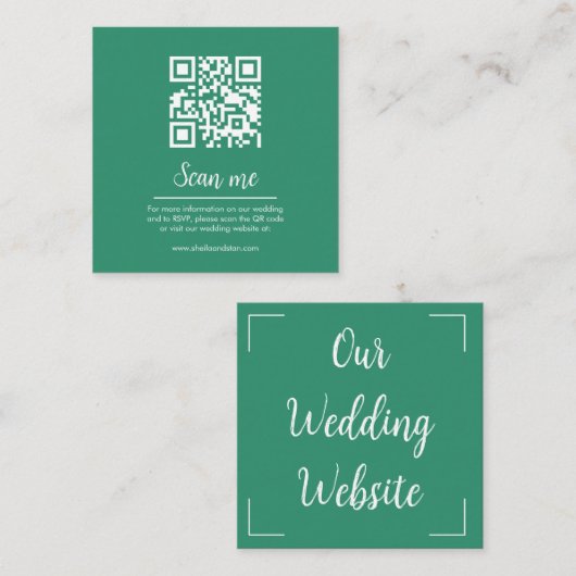 Emerald QR Code Wedding Website Enclosure Card Begleitkarte (Vorne/Hinten)