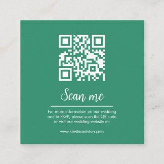 Emerald QR Code Wedding Website Enclosure Card Begleitkarte