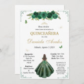 Emerald Quinceañera Einladung auf Spanisch (Vorne/Hinten)