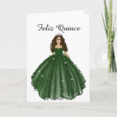 Emerald Quinceanera - Feliz Quince Birthday Card Karte (Vorderseite)