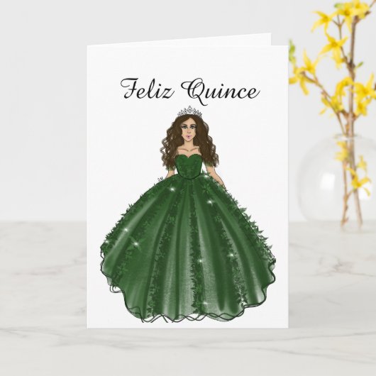 Emerald Quinceanera - Feliz Quince Birthday Card Karte (Gelbe Blume)