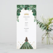 Emerald Quinceañera Imitats Foil Menükarte (Stehend Vorderseite)