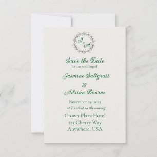 Emerald-Reben-Hochzeit Save The Date