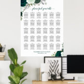 Emerald Rose Chic 30 Table Wedding Seating Chart Poster (Heimbüro)