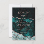 Emerald & Rose Gold Agate Hochzeit Probe Dinner Einladung (Vorderseite)