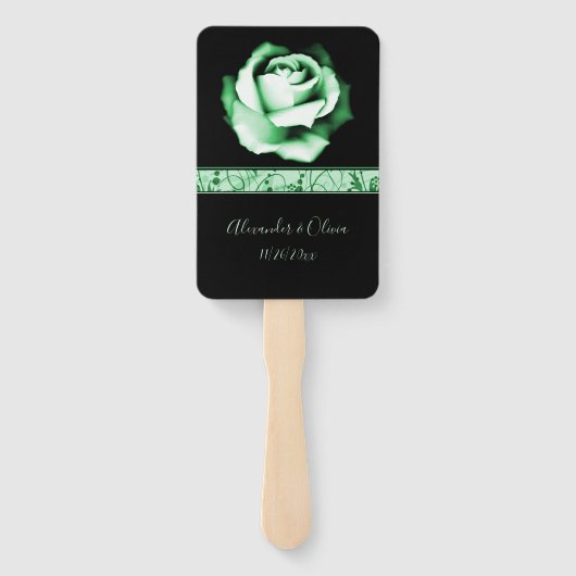 Emerald Rose Hand Fan Fächer (Rückseite)