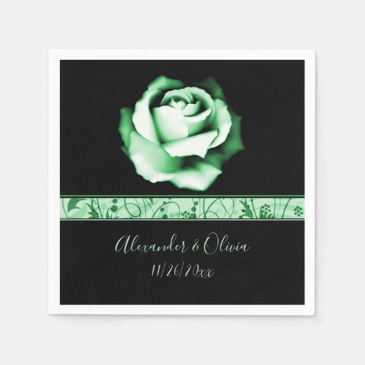 Emerald Rose Wedding Napkins Serviette (Vorderseite)