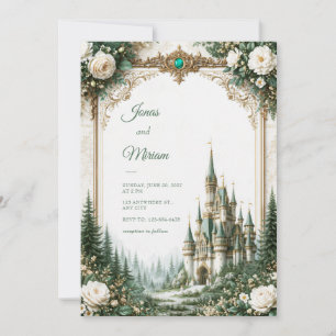 Emerald-Rosen-Schloss-Hochzeit Einladung