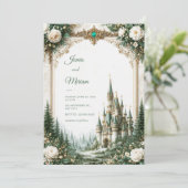 Emerald-Rosen-Schloss-Hochzeit Einladung (Stehend Vorderseite)