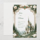 Emerald-Rosen-Schloss-Hochzeit Einladung (Vorne/Hinten)