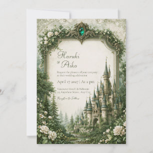 Emerald-Rosen-Schloss-Hochzeit Einladung