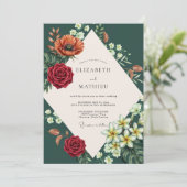 Emerald-Rost-Mohn-Hochzeit Einladung (Stehend Vorderseite)